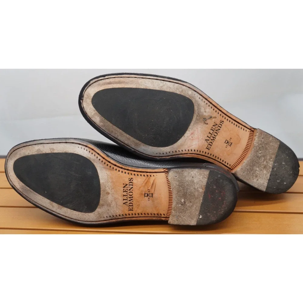 Allen Edmonds Vinci Black Leather Bit Loafers Moccasins Slip On Mens 9.5D Italy